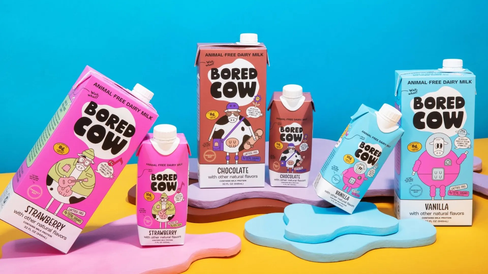 以漫畫風格呈現(xiàn)的牛奶包裝設(shè)計(圖1)