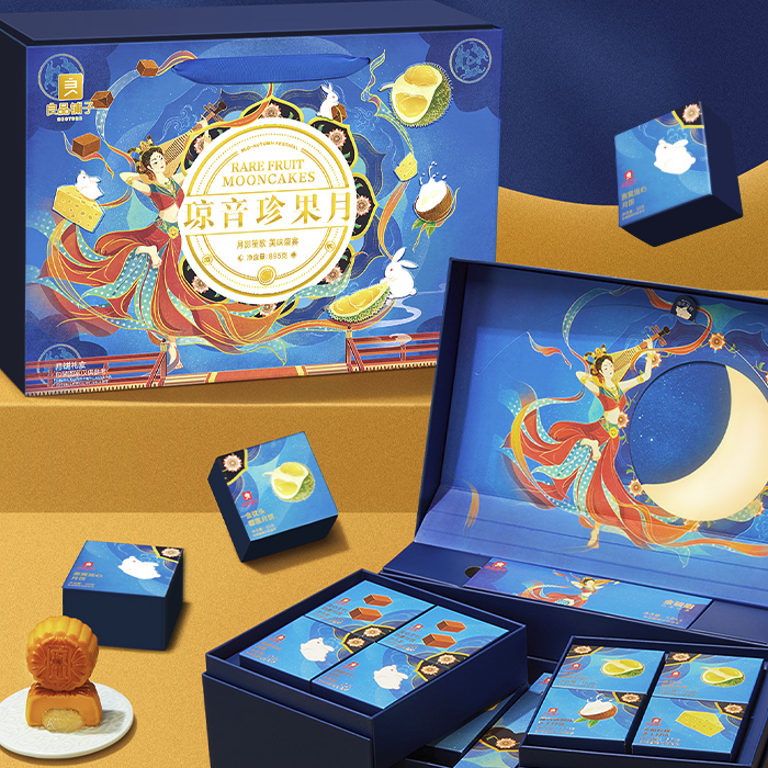 BESTORE 良品鋪?zhàn)?敦煌研究院聯(lián)名 瓊音珍果月 月餅 13餅7味 895g 禮盒裝包裝禮盒產(chǎn)品包裝創(chuàng)意設(shè)計(jì)欣賞(圖3)