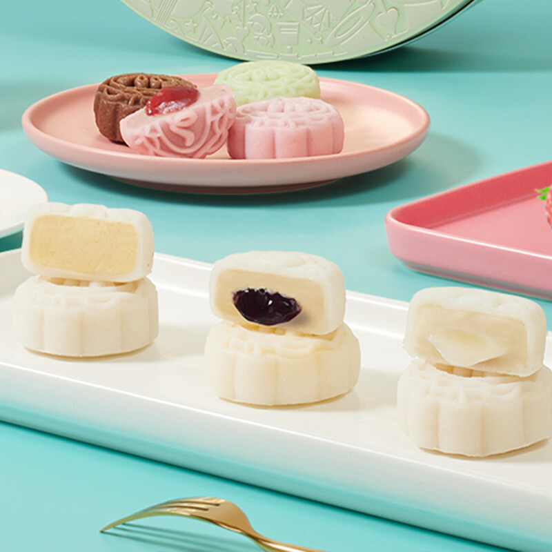 廣州酒家 冰紛心語 冰皮月餅 12餅6味 360g包裝禮盒產品包裝創(chuàng)意設計欣賞(圖3)